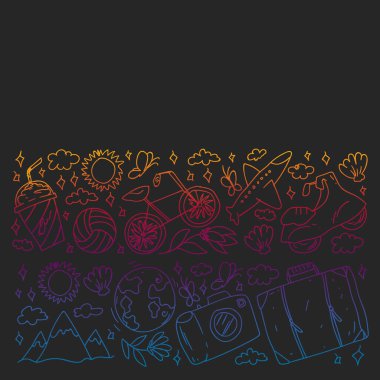 Seyahat ve turizm ikonları. Seyahat deseni