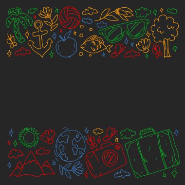 Seyahat ve turizm ikonları. Seyahat deseni