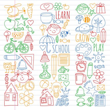 Çevrimiçi okul, internet e-öğrenimi. Anaokulu ve okul.