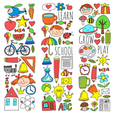 Çevrimiçi okul, internet e-öğrenimi. Anaokulu ve okul.