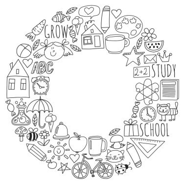 Çevrimiçi okul, internet e-öğrenimi. Anaokulu ve okul.