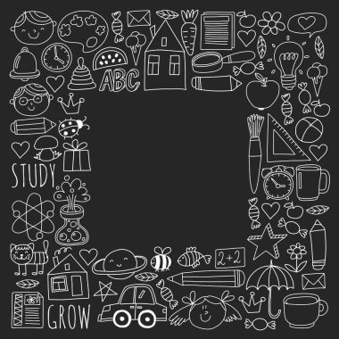 Çevrimiçi okul, internet e-öğrenimi. Anaokulu ve okul.