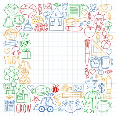 Çevrimiçi okul, internet e-öğrenimi. Anaokulu ve okul.