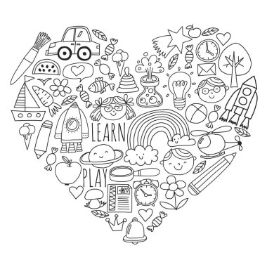 Çevrimiçi okul, internet e-öğrenimi. Anaokulu ve okul.