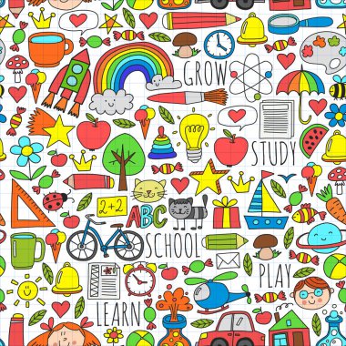 Çevrimiçi okul, internet e-öğrenimi. Anaokulu ve okul.