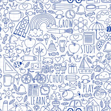 Çevrimiçi okul, internet e-öğrenimi. Anaokulu ve okul.