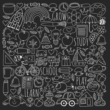 Çevrimiçi okul, internet e-öğrenimi. Anaokulu ve okul.