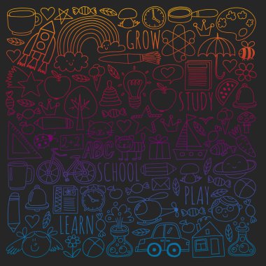 Çevrimiçi okul, internet e-öğrenimi. Anaokulu ve okul.