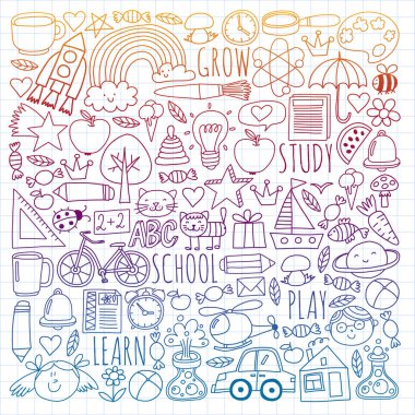 Çevrimiçi okul, internet e-öğrenimi. Anaokulu ve okul.