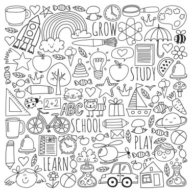 Çevrimiçi okul, internet e-öğrenimi. Anaokulu ve okul.