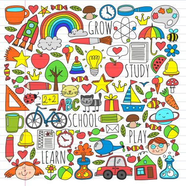 Çevrimiçi okul, internet e-öğrenimi. Anaokulu ve okul.