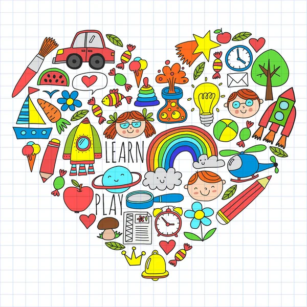 Çevrimiçi okul, internet e-öğrenimi. Anaokulu ve okul.