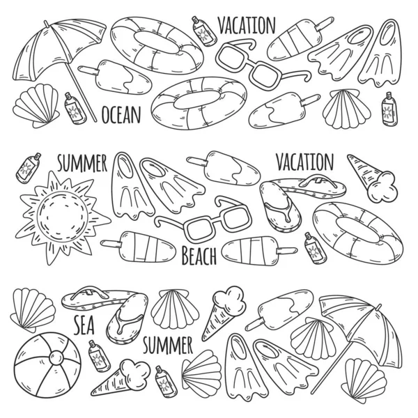 Summer, reis. Zee, oceaan, strand. Vectorpatroon. — Stockvector