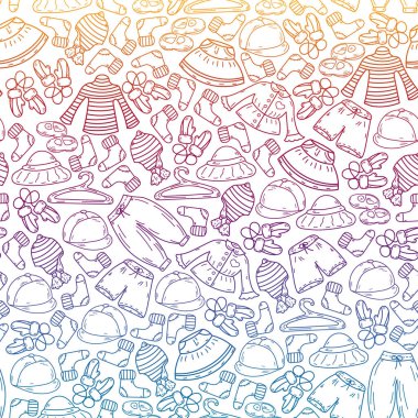 Vektör çocuk modası. Küçük kızlar ve oğlanlar için güzel elbiseler.