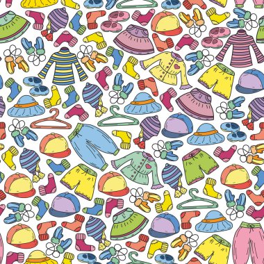 Vektör çocuk modası. Küçük kızlar ve oğlanlar için güzel elbiseler.