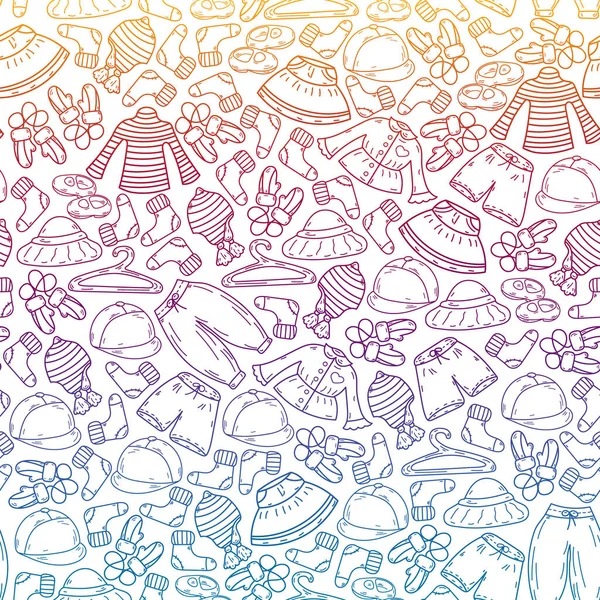 Vektör çocuk modası. Küçük kızlar ve oğlanlar için güzel elbiseler.