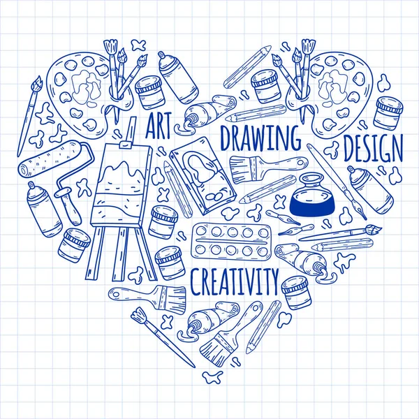 Créativité et imagination. École de design. Éducation en ligne, école internet. — Image vectorielle