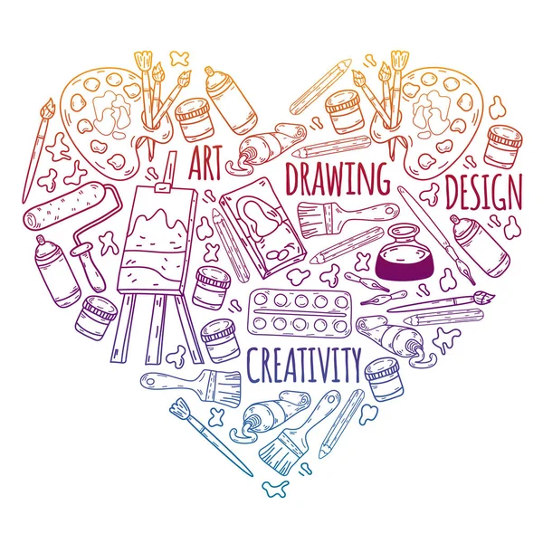 Creativity and imagination. Design college. Online education, internet school. — Stock Vector