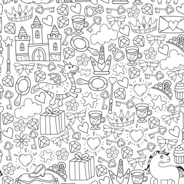 Prenses ve fantezi simgesi ve davetiye ve tebrik kartı tasarım unsuru.