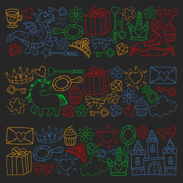 Prenses ve fantezi simgesi ve davetiye ve tebrik kartı tasarım unsuru.