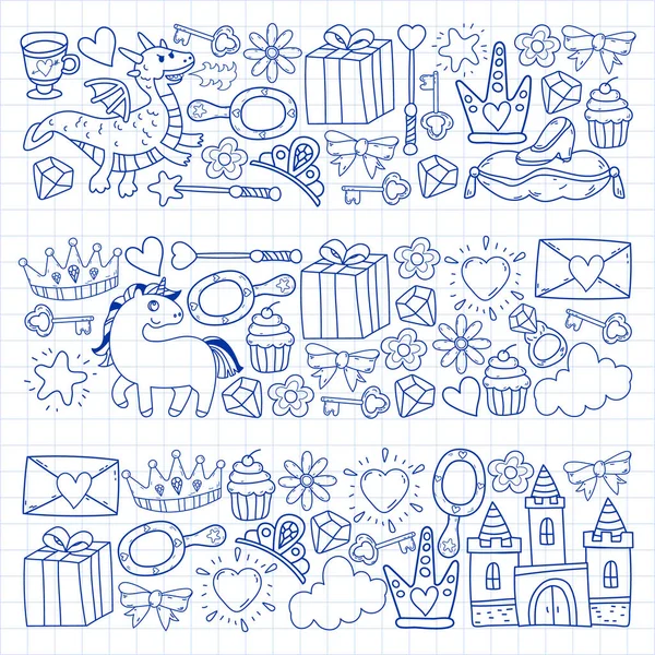 Prenses ve fantezi simgesi ve davetiye ve tebrik kartı tasarım unsuru.