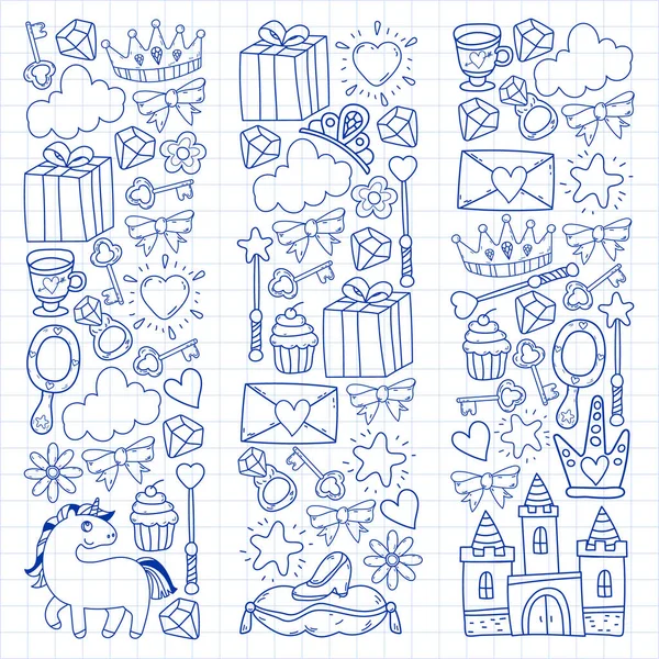 Prenses ve fantezi simgesi ve davetiye ve tebrik kartı tasarım unsuru.