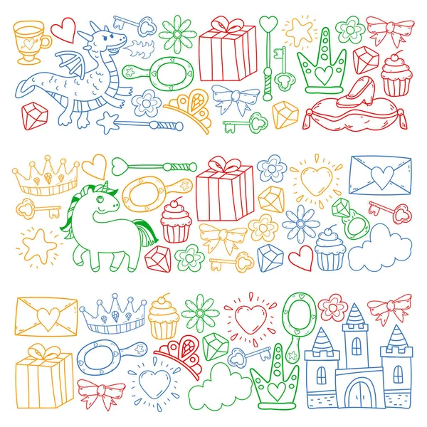 Prenses ve fantezi simgesi ve davetiye ve tebrik kartı tasarım unsuru.