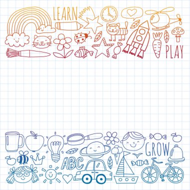 Okul vektör karalama setine geri dönüyoruz. Spor, sanat, okuma, bilim, coğrafya, biyoloji, fizik, matematik, astronomi, kimya.