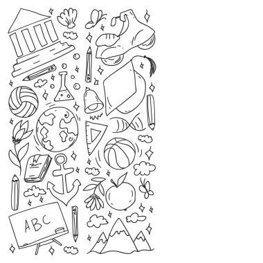 Hayal gücü ve yaratıcılık simgeleri. - Okul. Okuma, kimya, online eğitim.