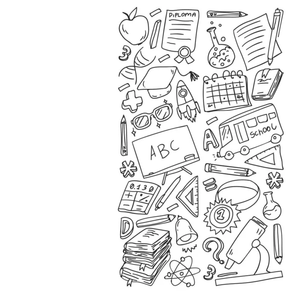 Okul vektör karalama setine geri dönüyoruz. Spor, sanat, okuma, bilim, coğrafya, biyoloji, fizik, matematik, astronomi, kimya.