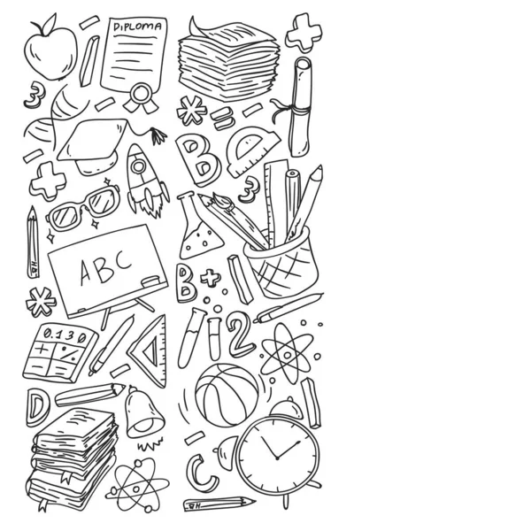 Okul vektör karalama setine geri dönüyoruz. Spor, sanat, okuma, bilim, coğrafya, biyoloji, fizik, matematik, astronomi, kimya.