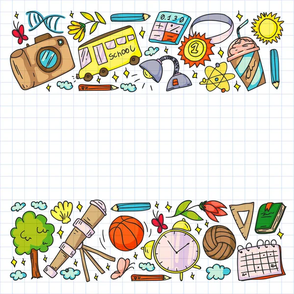 Hayal gücü ve yaratıcılık simgeleri. - Okul. Okuma, kimya, online eğitim.