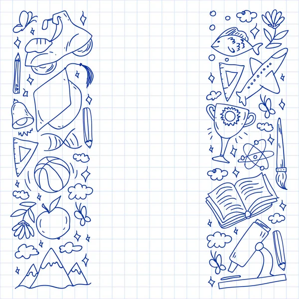 Hayal gücü ve yaratıcılık simgeleri. - Okul. Okuma, kimya, online eğitim.