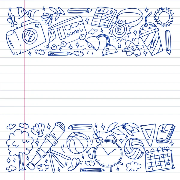 Hayal gücü ve yaratıcılık simgeleri. - Okul. Okuma, kimya, online eğitim.