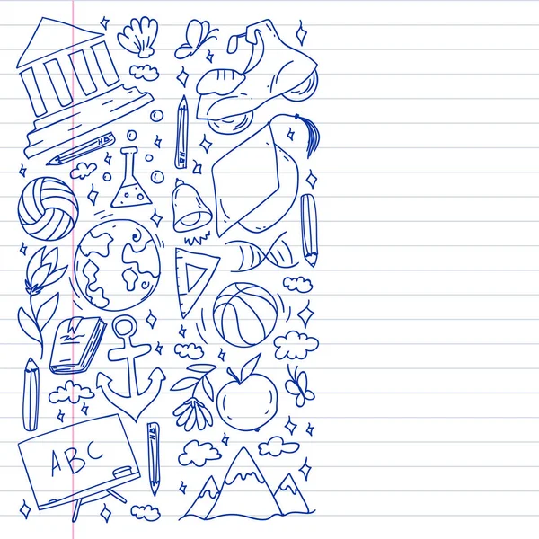 Hayal gücü ve yaratıcılık simgeleri. - Okul. Okuma, kimya, online eğitim.