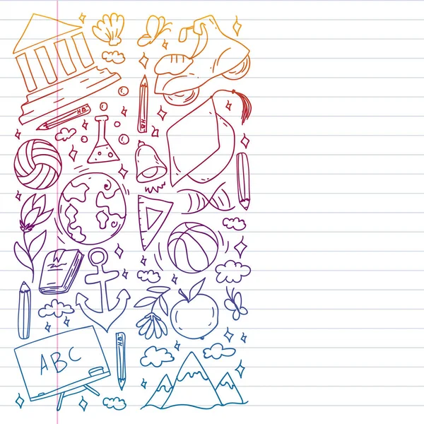 Hayal gücü ve yaratıcılık simgeleri. - Okul. Okuma, kimya, online eğitim.