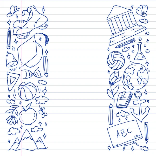 Hayal gücü ve yaratıcılık simgeleri. - Okul. Okuma, kimya, online eğitim.