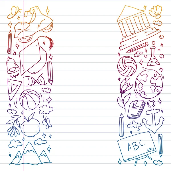 Hayal gücü ve yaratıcılık simgeleri. - Okul. Okuma, kimya, online eğitim.