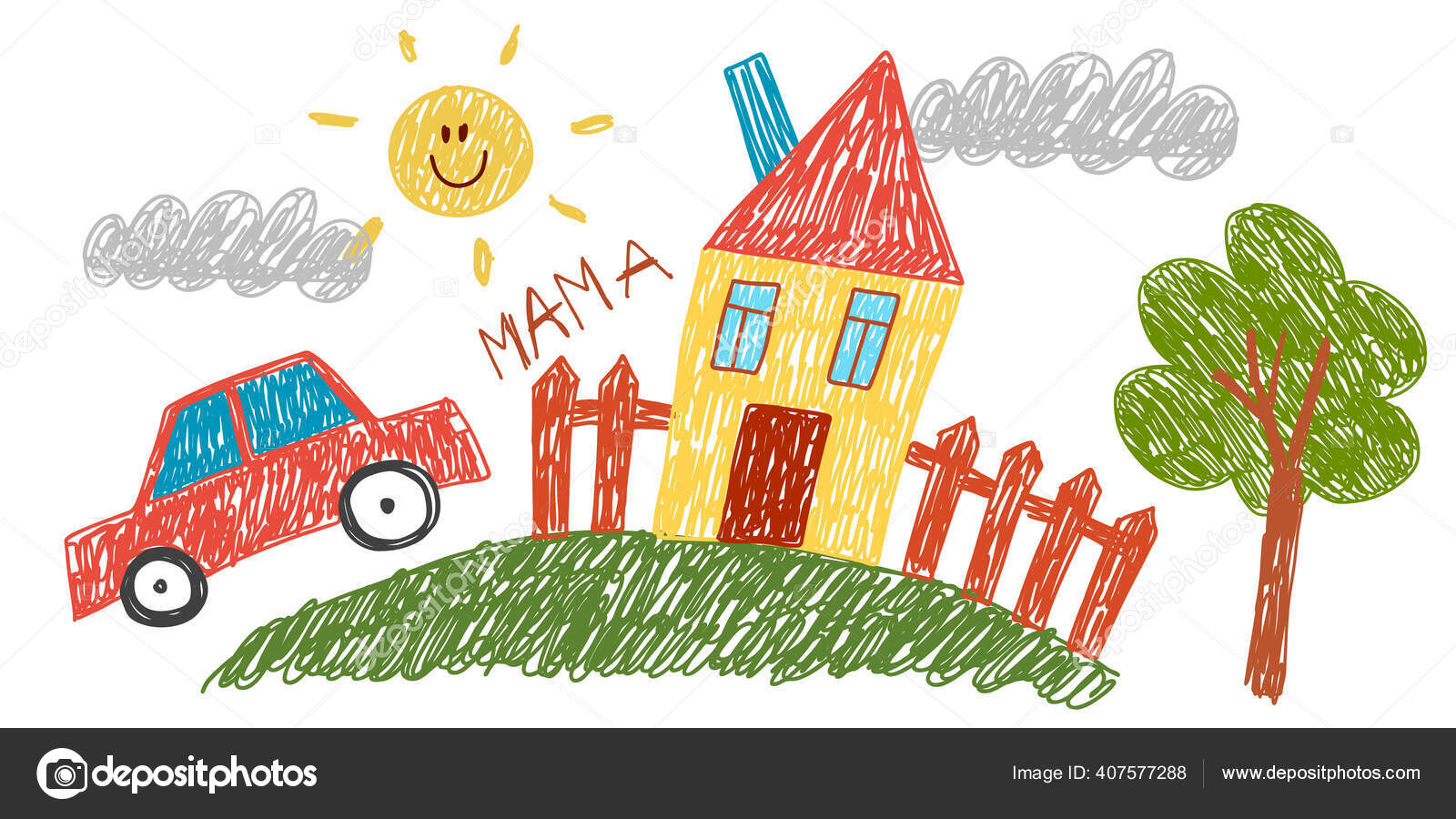 Family And House Stock Illustration - Download Image Now - Family, Drawing  - Art Product, House - iStock