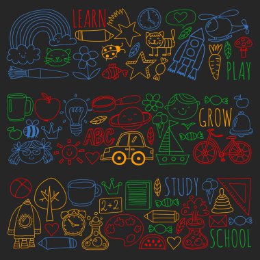 Çevrimiçi okul, internet e-öğrenimi. Anaokulu ve okul.