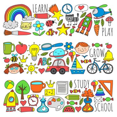 Çevrimiçi okul, internet e-öğrenimi. Anaokulu ve okul.