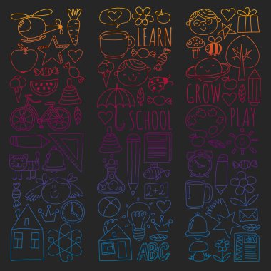 Çevrimiçi okul, internet e-öğrenimi. Anaokulu ve okul.