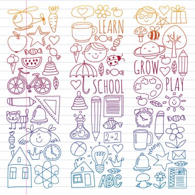 Çevrimiçi okul, internet e-öğrenimi. Anaokulu ve okul.