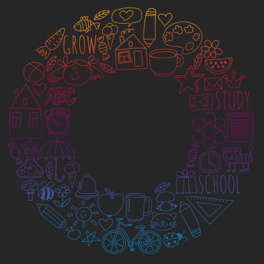 Çevrimiçi okul, internet e-öğrenimi. Anaokulu ve okul.