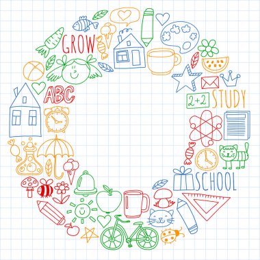 Çevrimiçi okul, internet e-öğrenimi. Anaokulu ve okul.