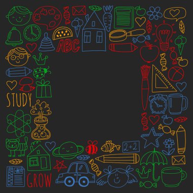 Çevrimiçi okul, internet e-öğrenimi. Anaokulu ve okul.