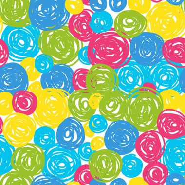 Küçük çocuklar için daireler çizen renkli bir geçmişi var. Çocukların kıyafetleri. Vektör illüstrasyonu.