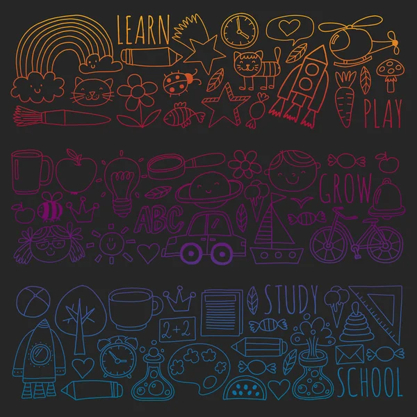 Çevrimiçi okul, internet e-öğrenimi. Anaokulu ve okul.