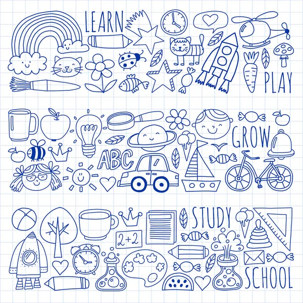 Çevrimiçi okul, internet e-öğrenimi. Anaokulu ve okul.