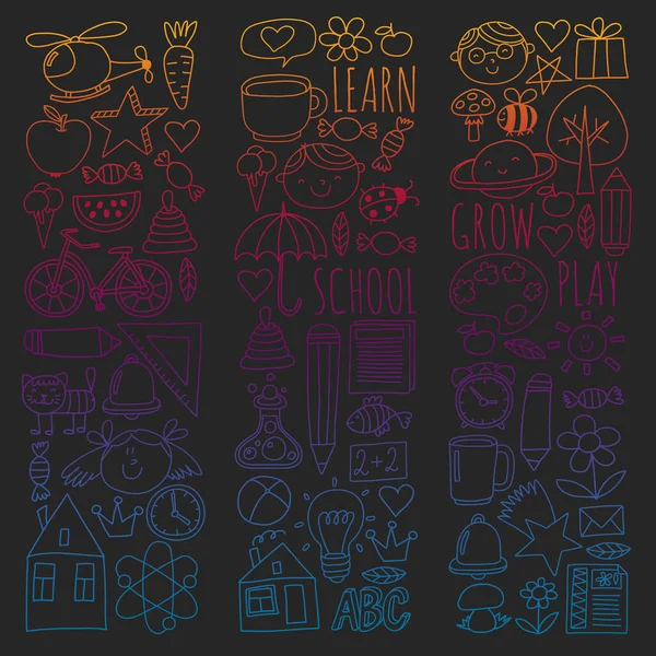 Çevrimiçi okul, internet e-öğrenimi. Anaokulu ve okul.